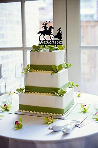 Mr & Mrs Wedding Cake Topper, Rustic Horse Wedding Cake Topper, Southern Style Black Silhouette Cake Topper