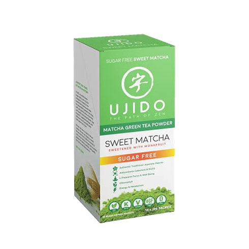 (20g 10 packets) Ujido Matcha Green Tea Powder - Sweetened with Japanese Monk Fruit - Sugar Free x