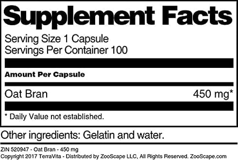Terravita 450 (100 520947) Oat Bran - mg Capsules, ZIN: