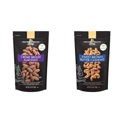 Squirrel Brand Crme Brulee Almonds, 3.5 OZ + Squirrel Brand Sweet Brown