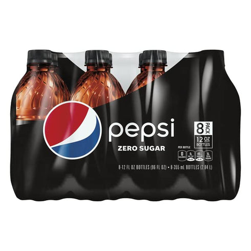 12 oz 8 pack Pepsi Zero Sugar soda bottles