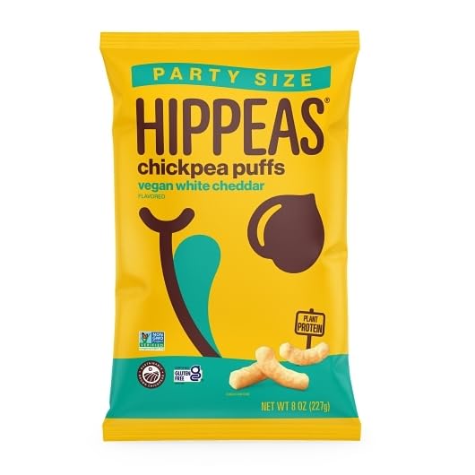 Hippeas Organic Vegan White Cheddar Flavored Chickpea Puffs, Gluten Free, 8 Ounces