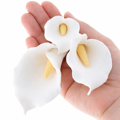 Global Sugar Art Calla Lily Sugar Cake Flowers White with Yellow, Wired,3