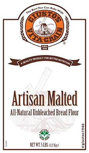 5lb Giusto's Vita-Grain All-Natural Artisan Malted Unbleached Bread Flour, Bag