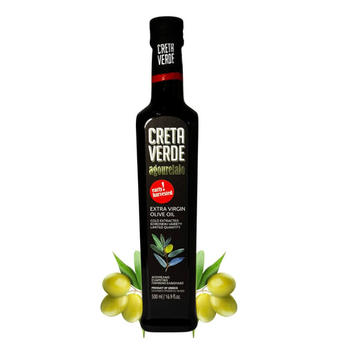 500ml Creta Verde Agourelaio Extra Virgin Olive Oil | Early Harvest Greek Olive Oil | Cold-Pressed, Handpicked, High