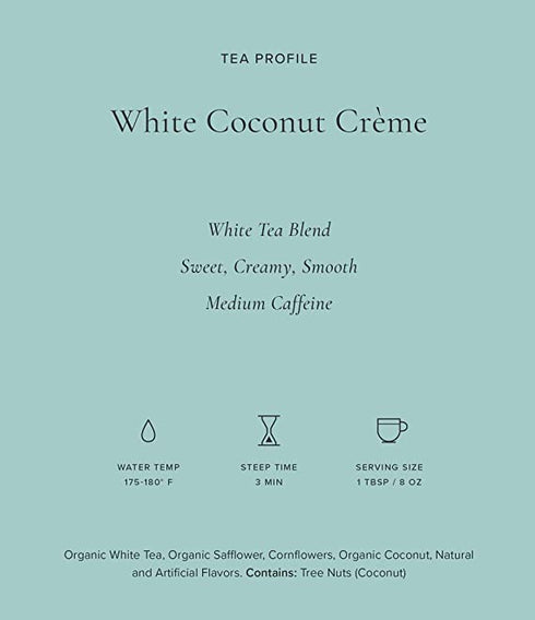 50 Count Art of Tea | White Coconut Crme Tea | Pyramid Tea Bag Sachets