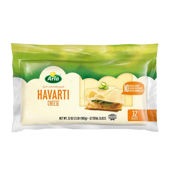 Generic Havarti Cheese Slices, No Preservatives or Hormones Used; No GMO Ingredients; No