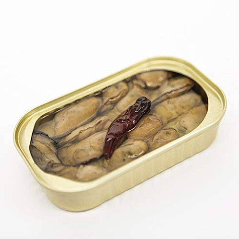 3-Ounce (Pack 12) Otter Kingdom Premium Smoked Oysters with Red Chili Pepper in Pure Olive Oil