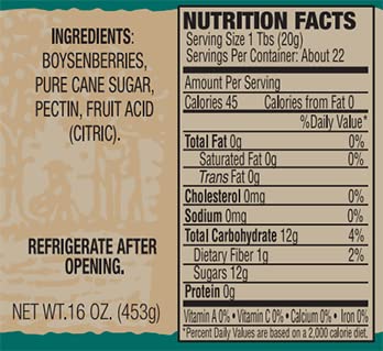 16oz (Pack 6) Dillman Farm All Natural Boysenberry Preserves, Gluten-Free, Non-GMO, Vegan, Kosher, Preservative Free