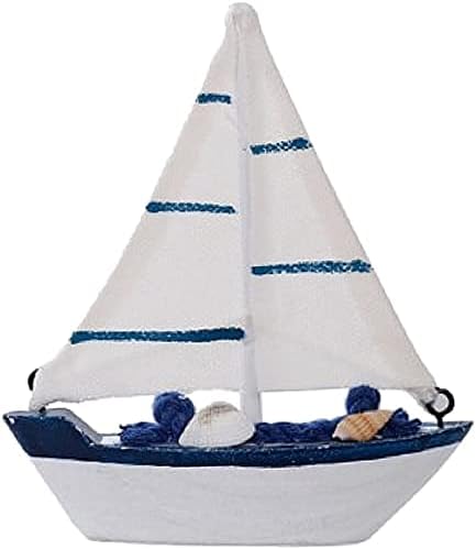 koTTIYA Nautical Theme Wood Ship Model Mini Sailboat Figurines Wooden Cake Topper for