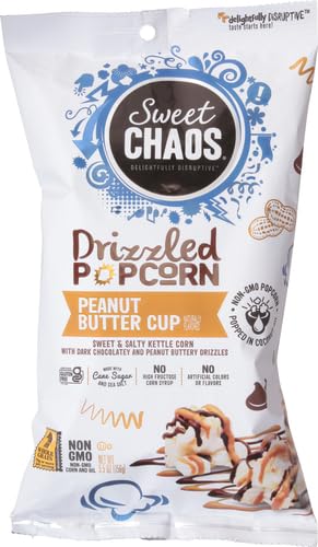 Sweet Chaos Popcorn, Peanut Butter Cup Drizzle, 5.5 Ounce Bag