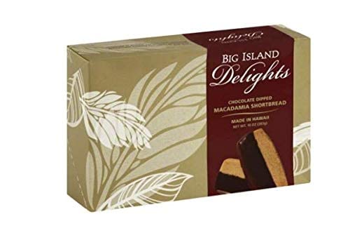 Big Island Delights Chocolate Dipped Macadamia Shortbread - 10 Ounce box (283g)