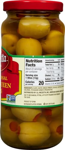 10 Mezzetta Spanich Queen Olives, Super Colossal Pimento Stuffed, Ounce