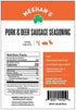 Meehan's Seasoning 25 lbs, 2.06 lb Meehans Pork & Deer Sausage Seasoning Homemade Sausage Blend, Makes For Links