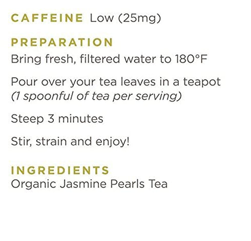 (96 Golden Moon Tea Organic Jasmine Pearls Green Tea - Loose Leaf Dragon Pearls, Premium Grade, Non GMO - Half Pound