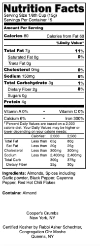 Cooper's Crumbs All Natural Gluten Free Low Carb Bread Crumb Alternative, High Protein, Vegan, Certified Kosher, Paleo,