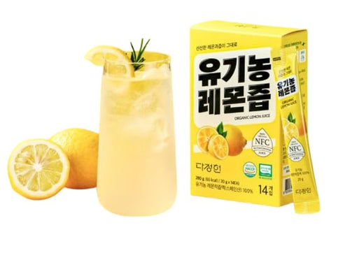 DAJEONGHEON Organic Lemon Juice Stick Packets - 100% Pure Cold-Pressed NFC Lemon