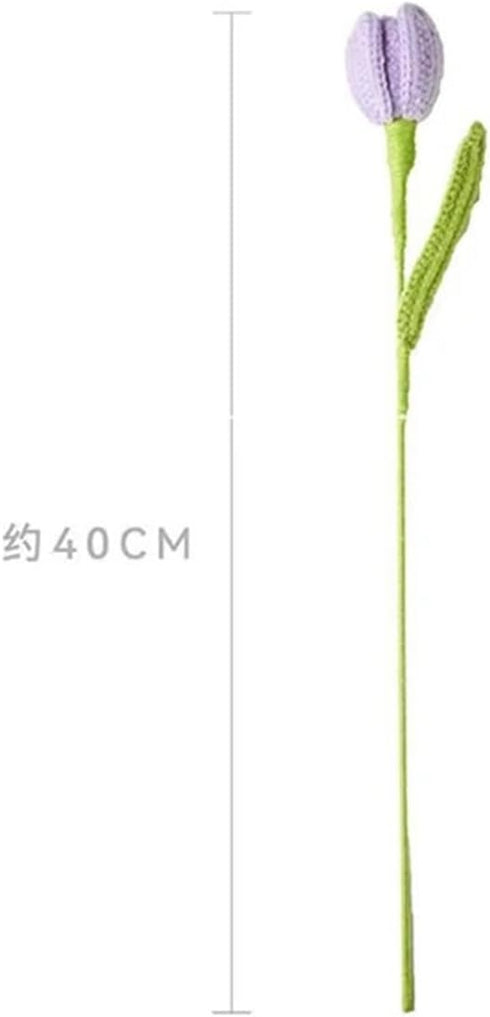 VGHDXXNNHA 5PCS Handmade Crochet Flower Bouquet, Knitting Flower Tulips Bouquet Simulation Flower for Wedding Flower