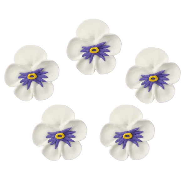 O'Creme Pansy Royal Icing Sugar Flower 1-1/4 Inch - for Cake Decorating