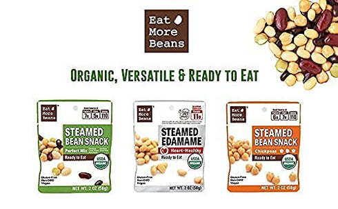 snack(2oz, 10packs) Eat More BeansSTEAMED EDAMAME- Heart-Healthy, steamed bean, healthy salad toppings, plant-based