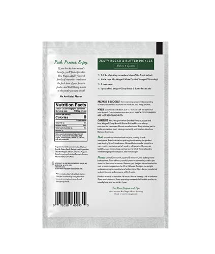 6.2 oz Packet Pack 12) Mrs. Wages Zesty Bread and Butter Pickles Quick Process Mix, Quick and Easy, Simple-To-Use