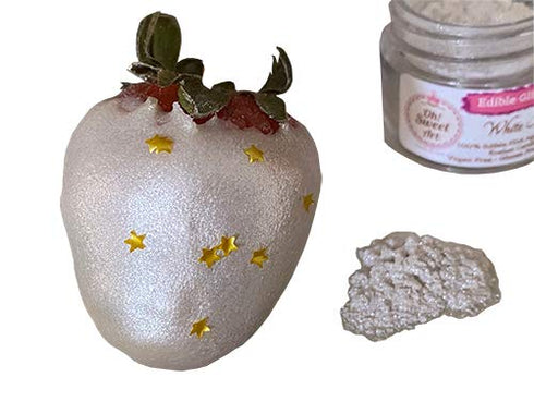 Edible Glint White Pearl Dust, Edible Luster Dust, 4 gram jar, Food Grade, Made in USA