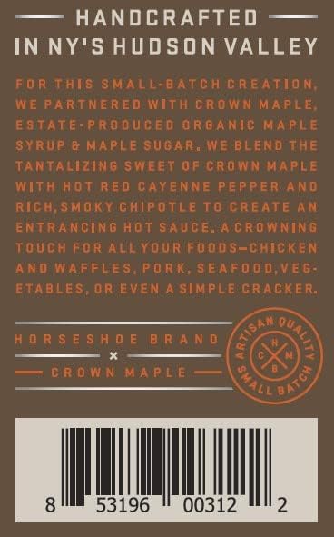 8oz (2 Pack) Horseshoe Brand Maple Cayenne Hot Sauce made with Crown Maple Syrup, Bottle
