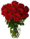 Generic Fresh Red Roses Bouquet with Clear Vase, 12 Long Stem Roses, 20