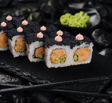 1 Hand-Packed, (50g Premium Grade Black Tobiko Flying Fish Roe Wild-Caught in Taiwan, Crisp Pop Texture for Sushi