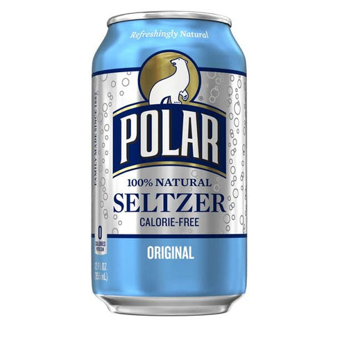 100% 4 (48 Pack) Polar Seltzer Water Original Natural Sparkling Soda Beverage Soft Drink Cans - Cases