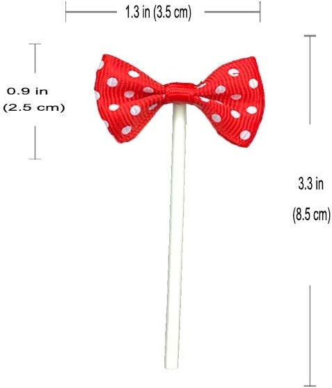 NMAS Bowknot Cupcake Topper 20 PCS Red with Dots for Children's Birthday Baby Shower Party Cake Decoration