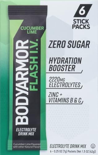Packets, Packs, (6 Count) (Pack 2) BODYARMOR Flash IV Electrolyte Cucumber Lime - Zero Sugar Drink Mix, Single Serve