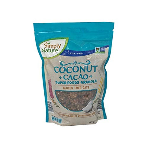 11 oz. Simply Nature Coconut Cacao Super Foods Non-GMO Gluten Free Oats Granola