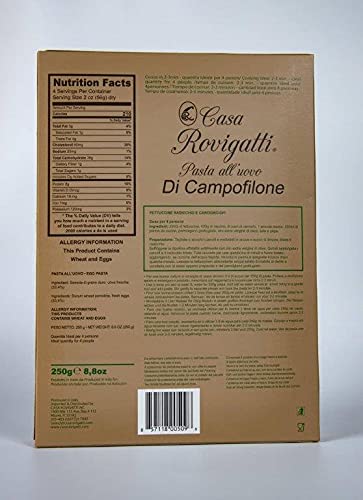 (Pack 4) 8.8 250 Fettuccine Egg Gourmet Pasta of - from the Di Campofilone Region- Imported Italian Egg Pasta- ounces /