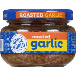 Spice World Roasted Minced Garlic – 4oz Garlic Container – Ready-to-Use Seasonings for Cooking, Reduce Prep Work and Easily Add Flavor
