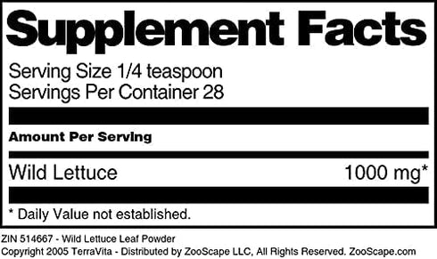 Terravita (1 oz, 514667) 3 Pack Wild Lettuce Leaf Powder ZIN: