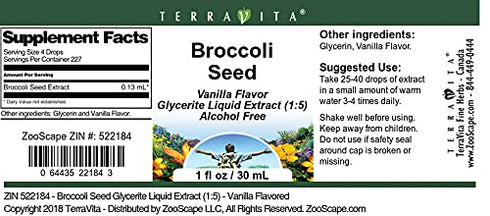 Terravita (1:5) (1 oz, 522184) Broccoli Seed Glycerite Liquid Extract - Vanilla Flavored ZIN: