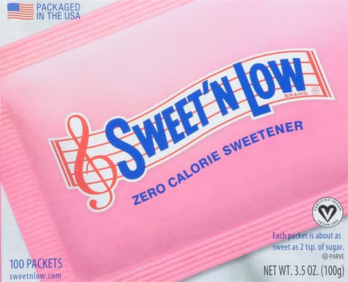 Packets, 100 Packets (Pack 2) Sweet'N Low Zero Calorie Sweetener Ct, Kosher & Gluten Free, Low Glycemic Index