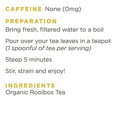 (30 Golden Moon Tea Rooibos Tea - Organic Herbal Tea - Caffeine-Free - Loose, Non-GMO - Travel Tin Servings)