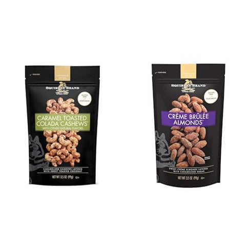 Squirrel Brand Caramel Toasted Colada Cashews 3.5 oz with Sweet Toasted Coconut,