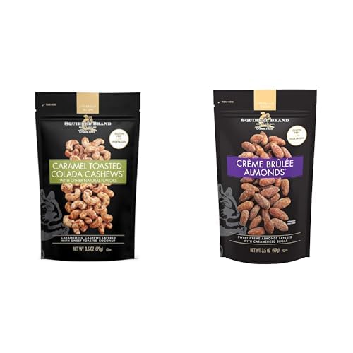 Squirrel Brand Caramel Toasted Colada Cashews 3.5 oz with Sweet Toasted Coconut,