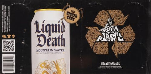 8-Pack (19.2oz Liquid Death, Still Mountain Water, Cans), Real Mountain Source, Infinitely Recyclable Ice-Cold Cans