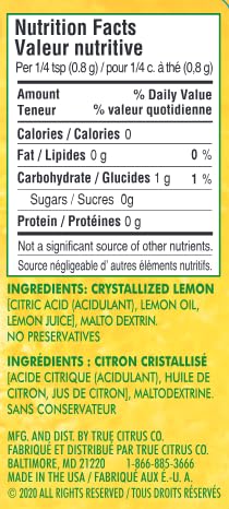 1 TRUE CITRUS Lemon Shaker Crystallized Lemons Ct