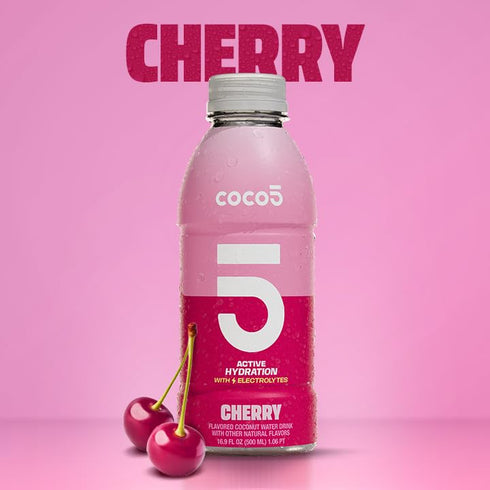 Coco5 Clean Sports Hydration Cherry Flavor | 100% Natural | 50% Less