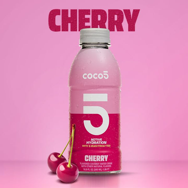 Coco5 Clean Sports Hydration Cherry Flavor | 100% Natural | 50% Less