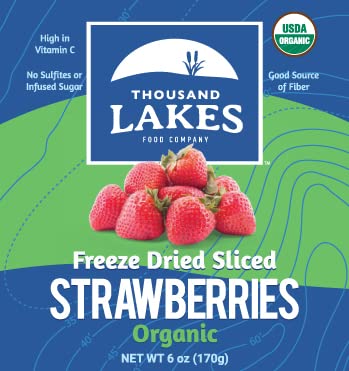 6 100% Thousand Lakes Freeze Dried Fruit - ORGANIC Strawberries - Bulk ounces | No Sugar Added | Sliced Organic