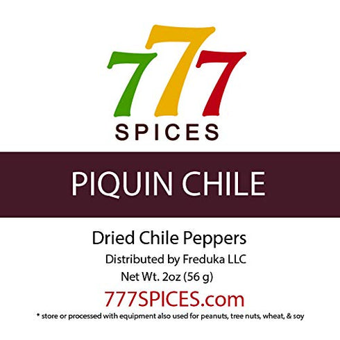 2oz Piquin Dried Whole Chile Seco Peppers, Authentic Mexican Food Chili Pods, Heat-Sealed Resealable Bag