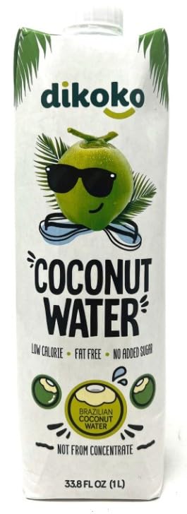 Generic 33.8 Oz, Pack 4 Dikoko Coconut Water, Brazilian, Not from Concentrate, Low Calorie, Fat Free, No Added Sugar