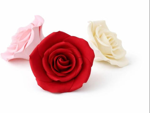 5 inch 1 Count Global Sugar Art Rose Sugar Cake Flowers Jumbo Deep Red, by Chef Alan Tetreault