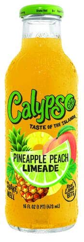 Calypso Lemonades 16 Ounce Glass Bottles 6 Pack (Pineapple Peach Limeade)